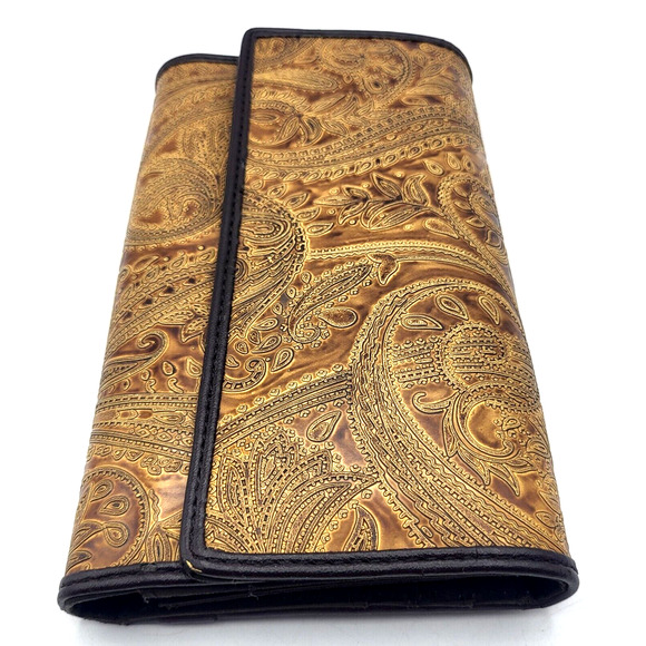 RELIC TriFold Wallet Brown Floral Faux Leather 7.5x4.5x1" - Picture 2 of 8